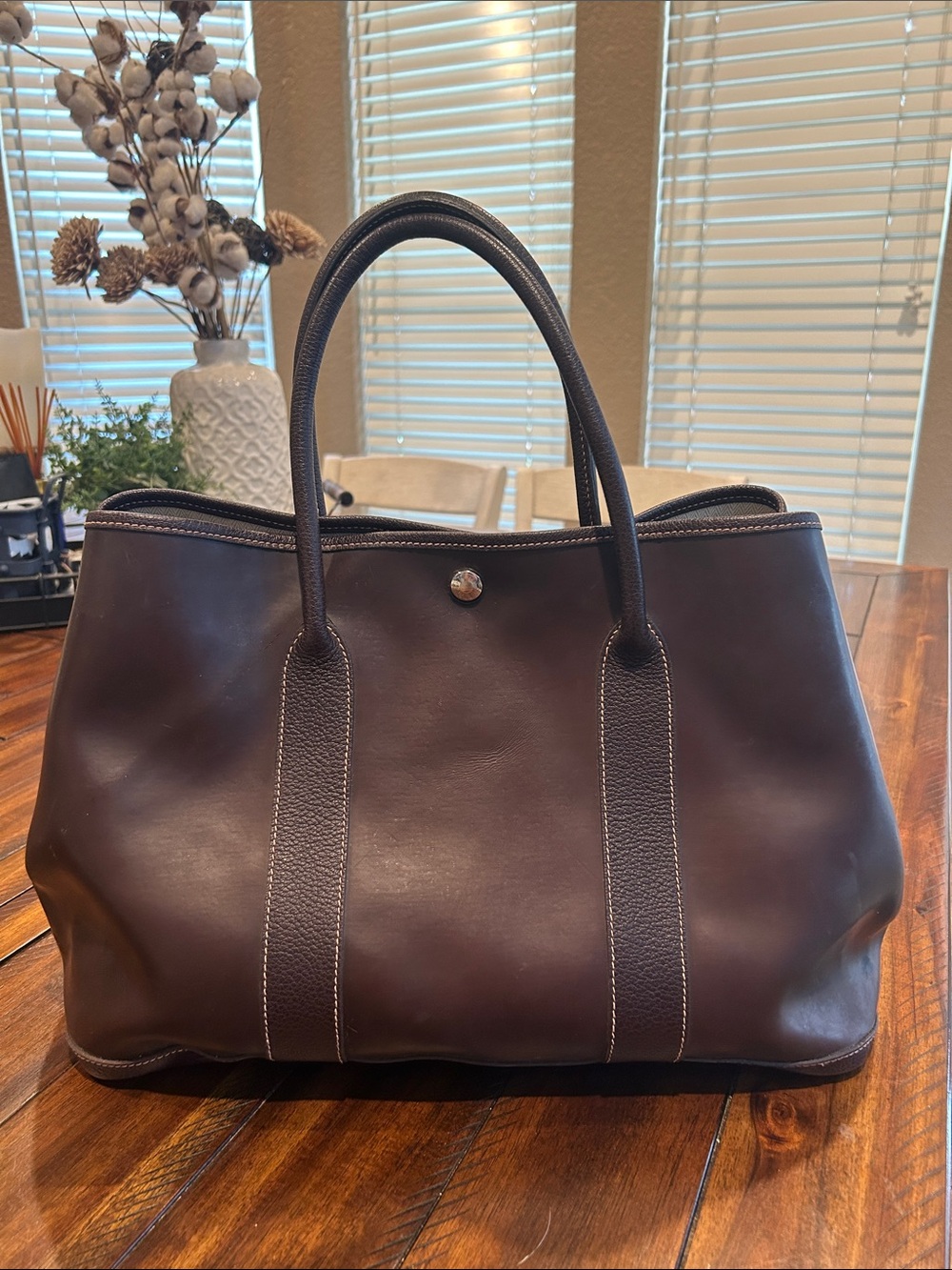 Hermes Garden Party Amazonian 36 tote- Dark Brown